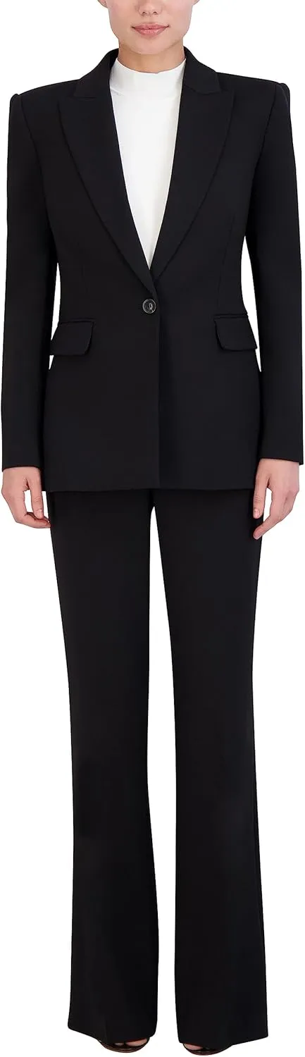 BCBGMAXAZRIA Women's V Neck Long Sleeve Straight Fit Blazer with Front Button Closure