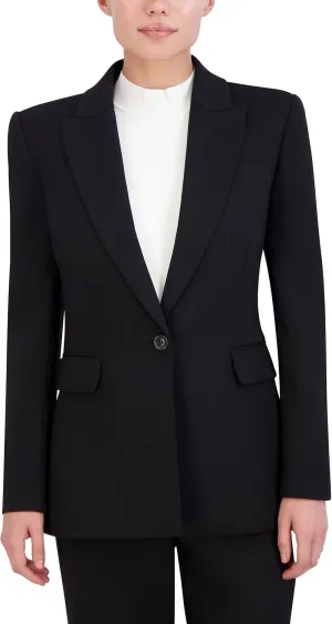 BCBGMAXAZRIA Women's V Neck Long Sleeve Straight Fit Blazer with Front Button Closure