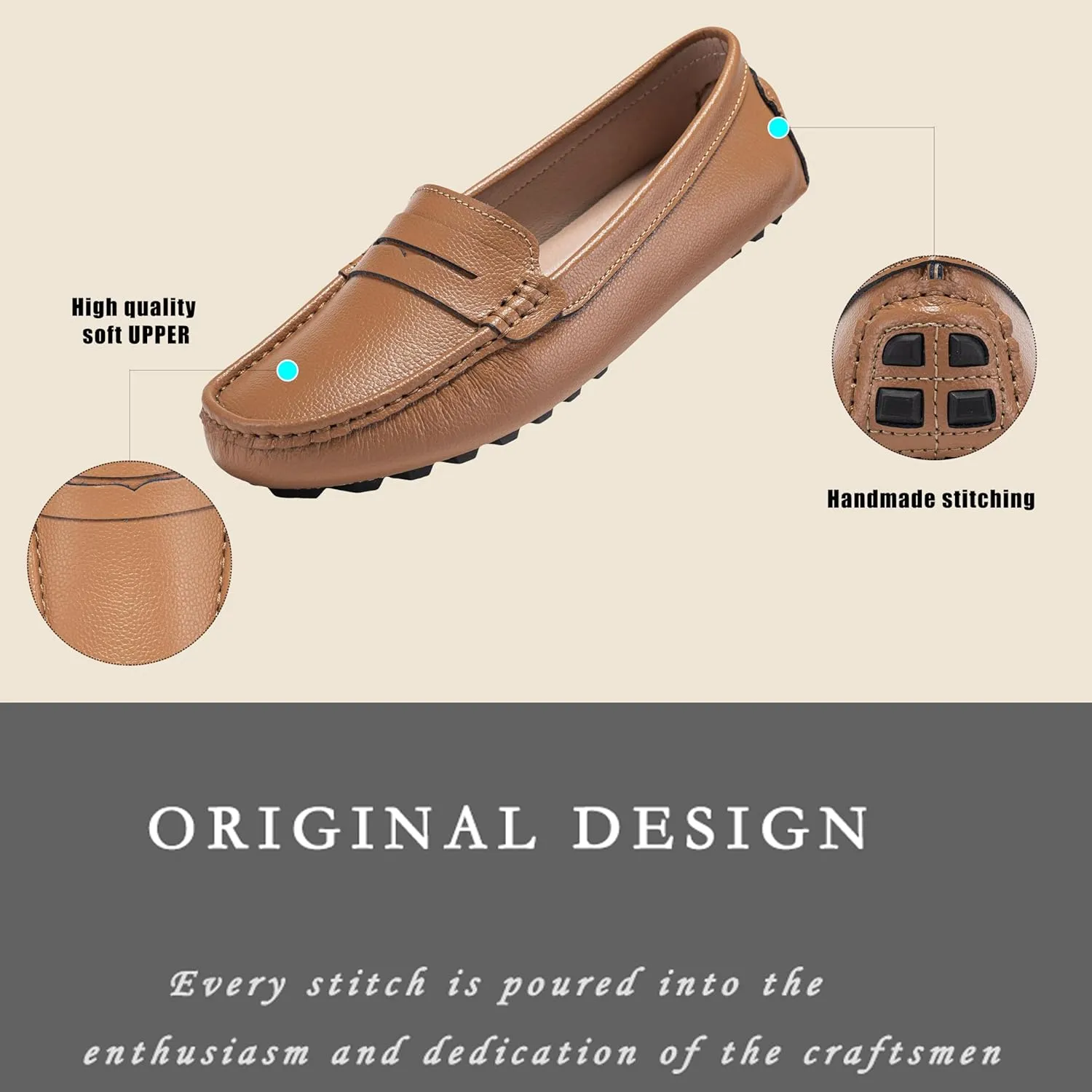 BEAUSEEN Women's Genuine Leather Penny Loafers Classic Driving Moccasins Casual Slip On Comfort Women Loafer Shoes
