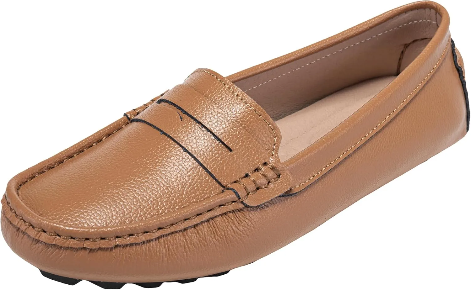 BEAUSEEN Women's Genuine Leather Penny Loafers Classic Driving Moccasins Casual Slip On Comfort Women Loafer Shoes