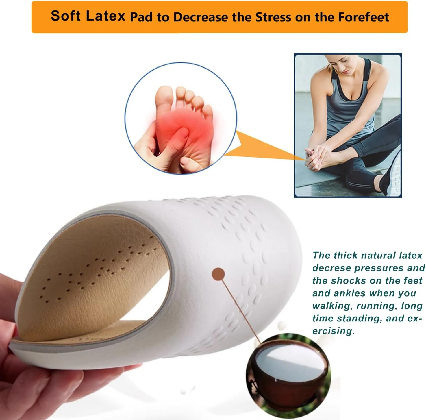 Beige Real Leather Shoe Insoles for Men Dress Shoes and Boots Thick Latex Cowhide Leather Shoe Inserts for Hiking and Walking Pains and Fatigues Relief Sweat Abosrbing