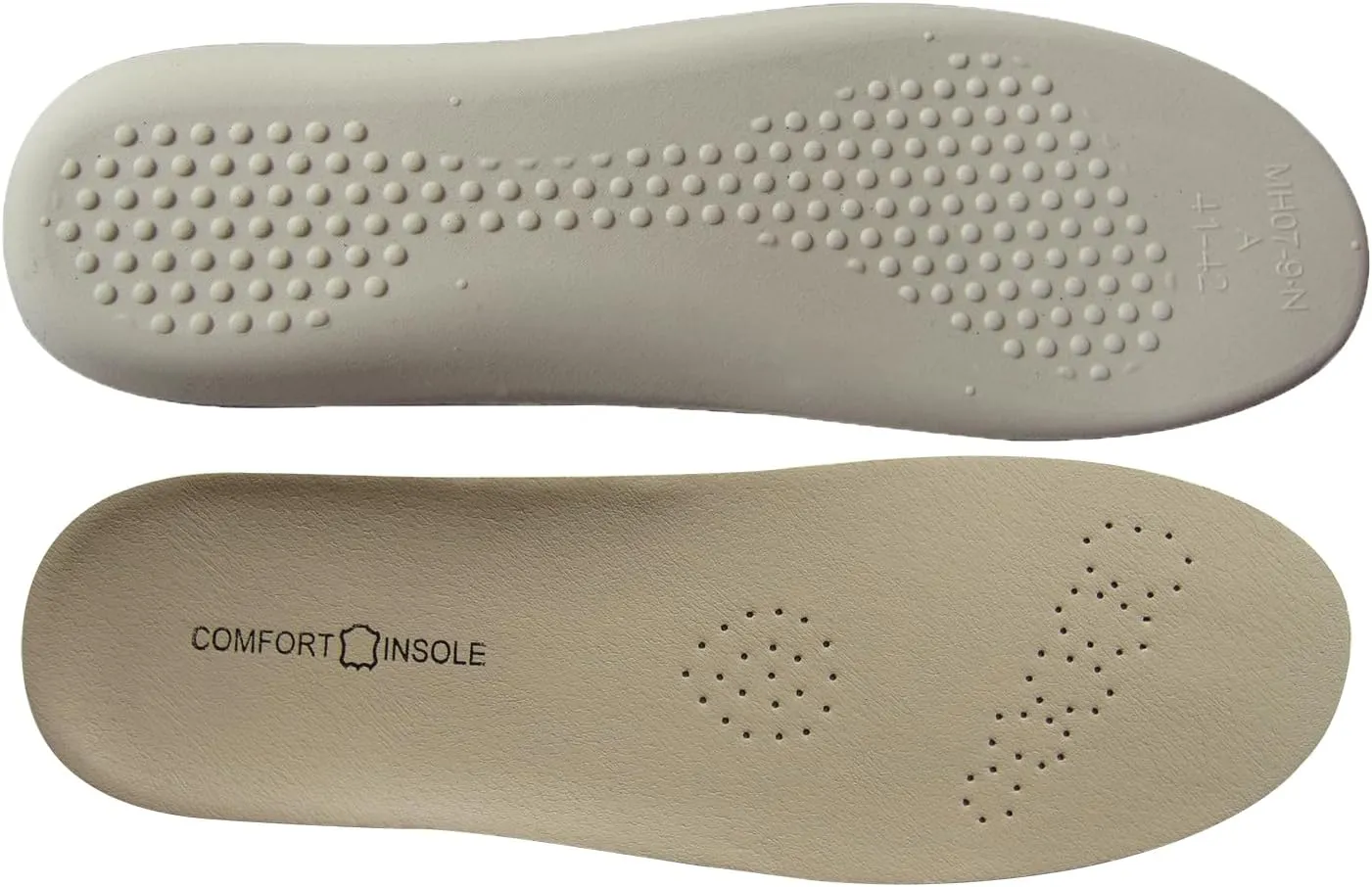 Beige Real Leather Shoe Insoles for Men Dress Shoes and Boots Thick Latex Cowhide Leather Shoe Inserts for Hiking and Walking Pains and Fatigues Relief Sweat Abosrbing