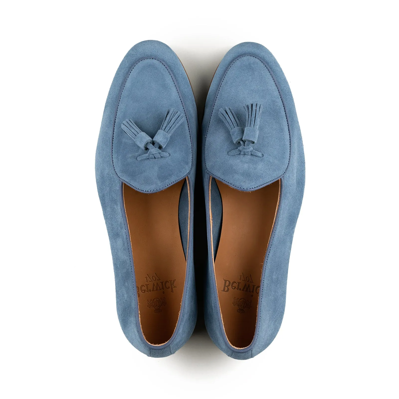 Belgian Tassel Loafer - Indigo Suede