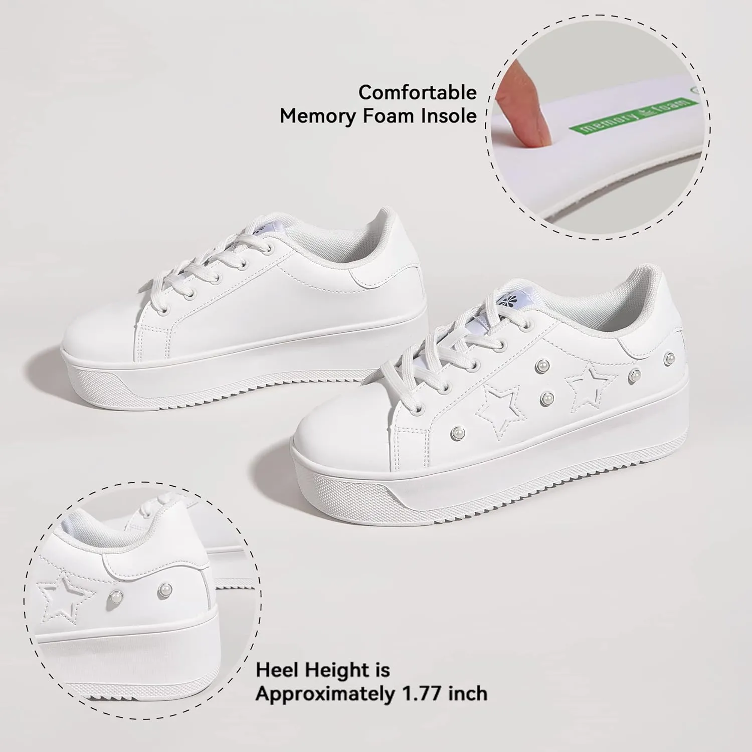 BELOS Fashion Platform Women Sneakers Faux Suede Stars Holographic Rainbow Walking Shoes
