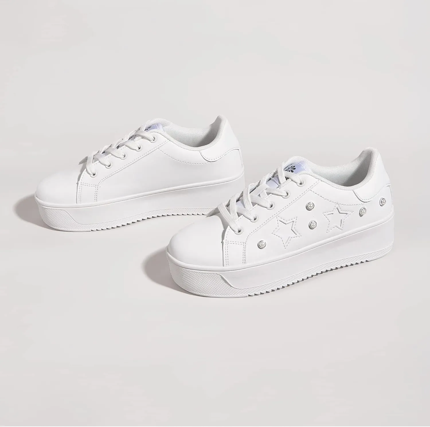 BELOS Fashion Platform Women Sneakers Faux Suede Stars Holographic Rainbow Walking Shoes