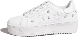 BELOS Fashion Platform Women Sneakers Faux Suede Stars Holographic Rainbow Walking Shoes