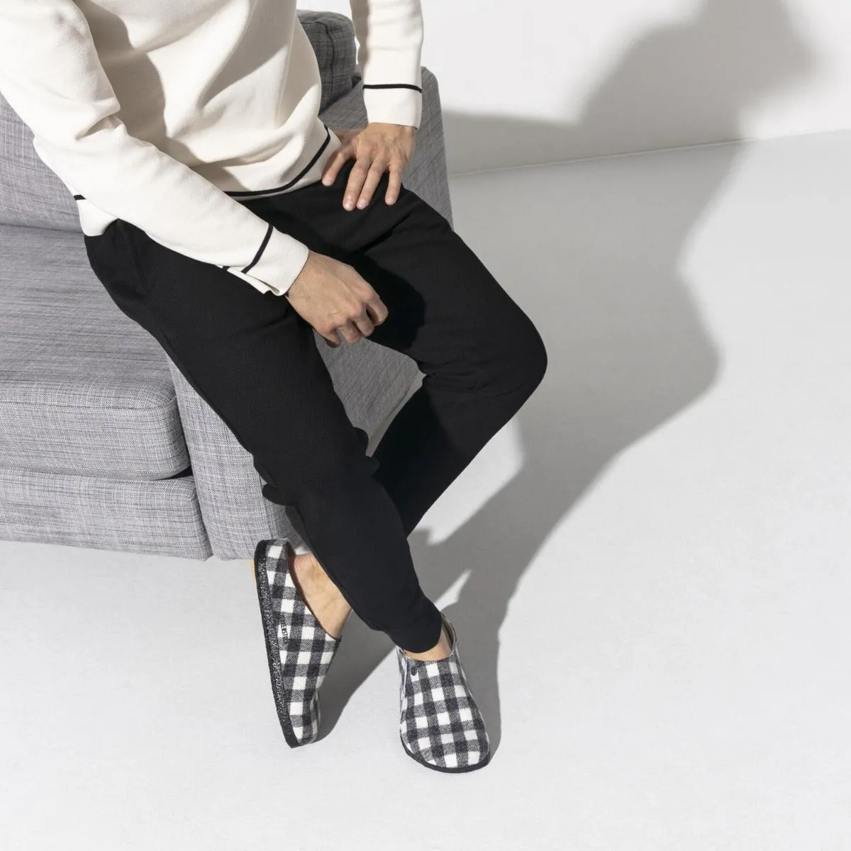 Birkenstock Plaid White Wool Felt Zermatt Shearling Women's Slippers N1017545