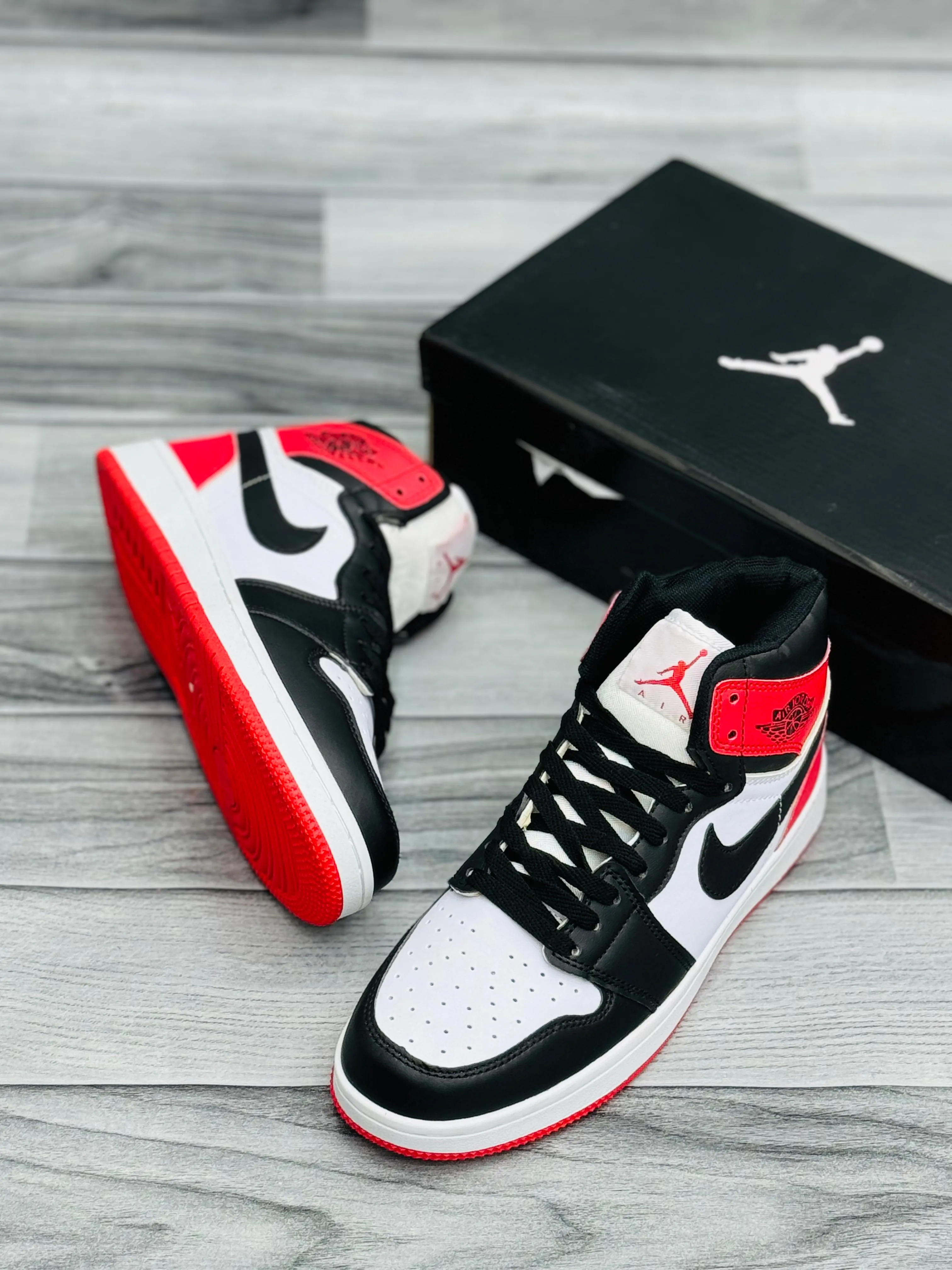 Black, White & Red High-Top Sneakers – Bold Streetwear Icon