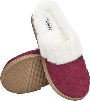 BORN Clog or Scuff Womens Slippers with Memory Foam and Non-Slip Sole, Soft and Comfy Bedroom Slippers for Women
