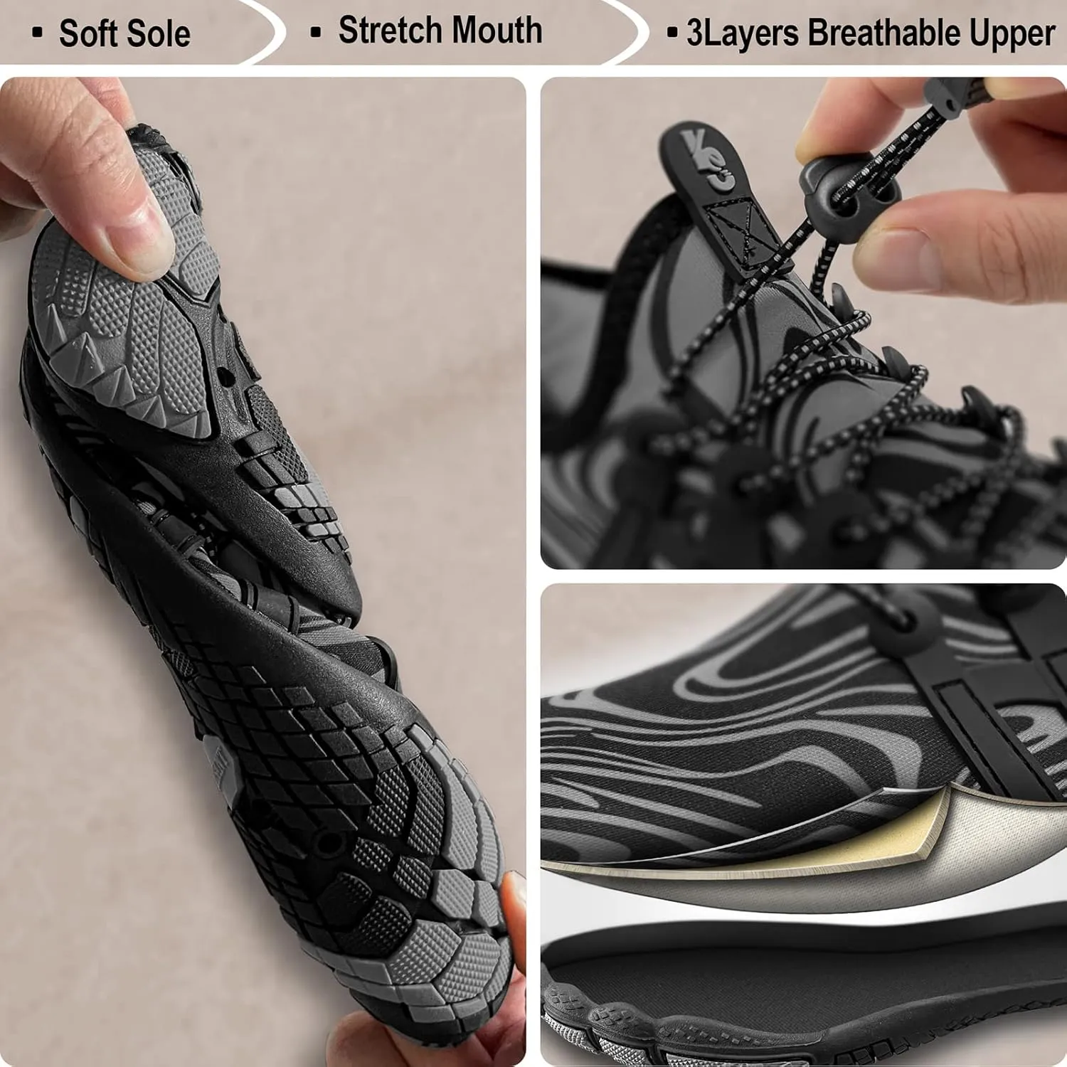 BULLIANT Water Shoes Men, Unisex Barefoot Aqua Shoes for Men Women Hiking Swimming Shoe