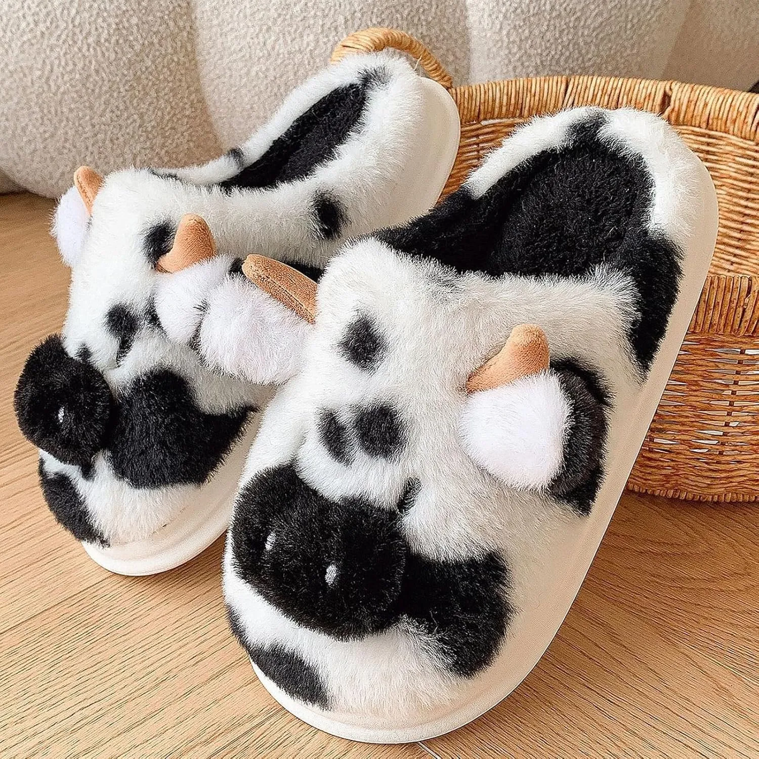 Bunny Animal Slippers for Women and Men Cute Bow Fuzzy Fluffy Comfy Funny Furry Rabbit House Slipper for Indoor Outdoor