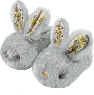 Bunny Slippers for Women Cute Plush Rabbit Fuzzy Slippers, Soft Fluffy Animal Winter Warm Indoor House Slippers Shoes