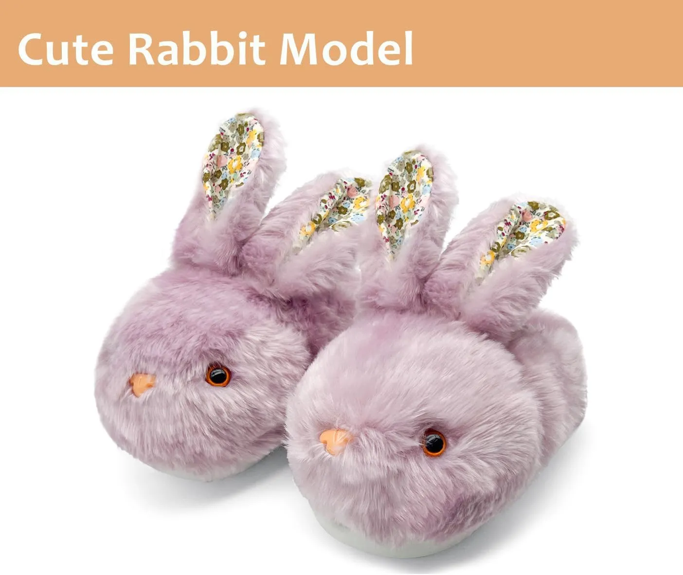 Bunny Slippers for Women Men Cute Plush Rabbit Fuzzy Slippers, Soft Fluffy Animal Winter Warm Indoor House Slippers Shoes