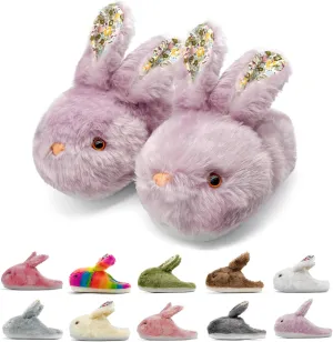 Bunny Slippers for Women Men Cute Plush Rabbit Fuzzy Slippers, Soft Fluffy Animal Winter Warm Indoor House Slippers Shoes