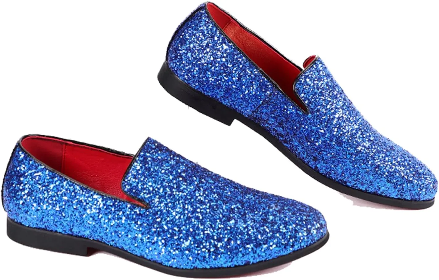 ByErz Mens Glitter Loafers Dress Slip on Party Wedding Penny Smoking Sparkly Shoes
