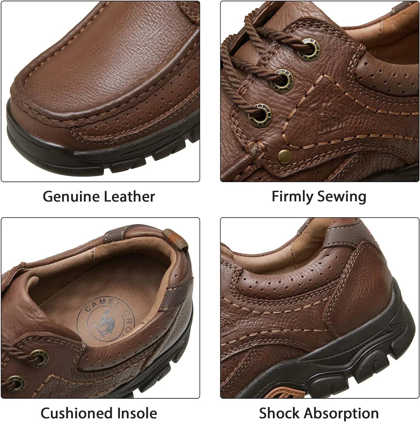 CAMEL CROWN Men Casual Shoes Loafers Comfortable Walking Shoes Oxford for Work Dress Travel-Lace up