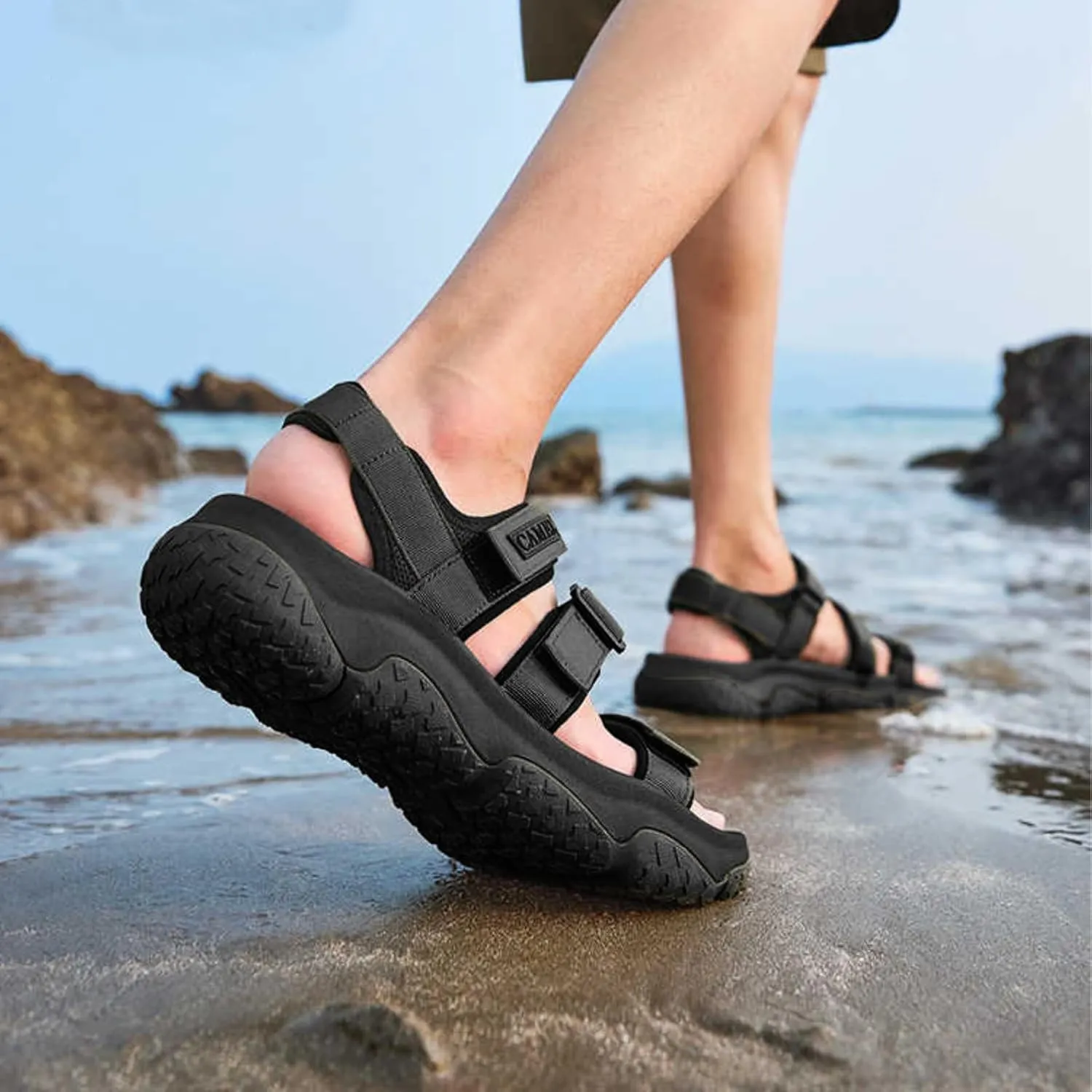 CAMEL CROWN Men's Hiking Sandals Open Toe Outdoor Beach Sandal Waterproof Sport Sandals Water Shoes for Athletic Walking Fishing