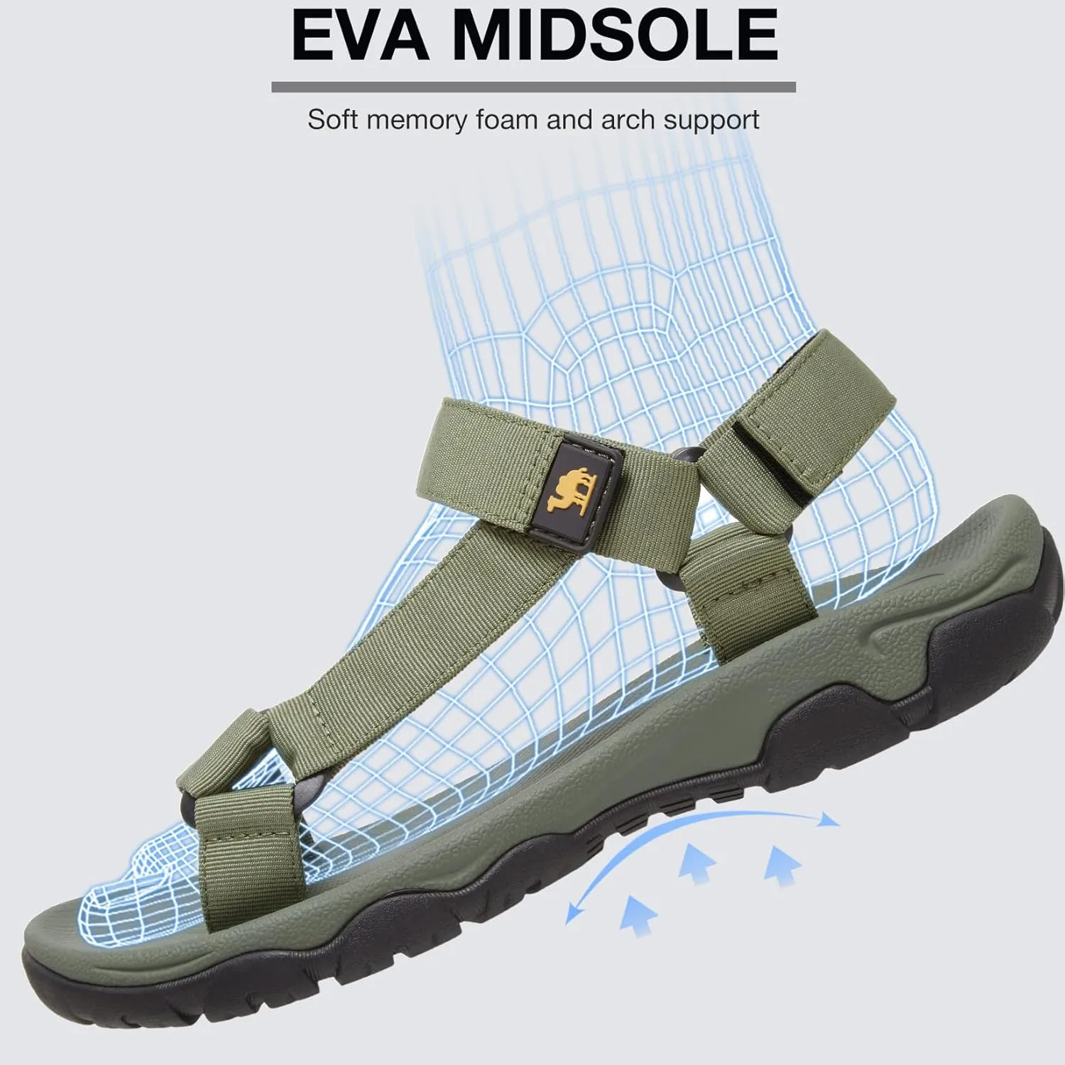 CAMELSPORTS Men's Hiking Sandals Open Toe Outdoor Beach Sandal Waterproof Sport Sandals Water Shoes for Athletic Walking