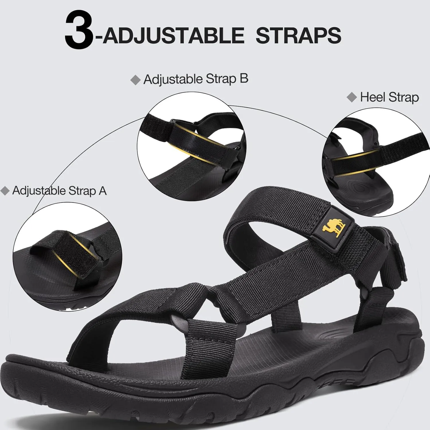 CAMELSPORTS Men's Hiking Sandals Open Toe Outdoor Beach Sandal Waterproof Sport Sandals Water Shoes for Athletic Walking