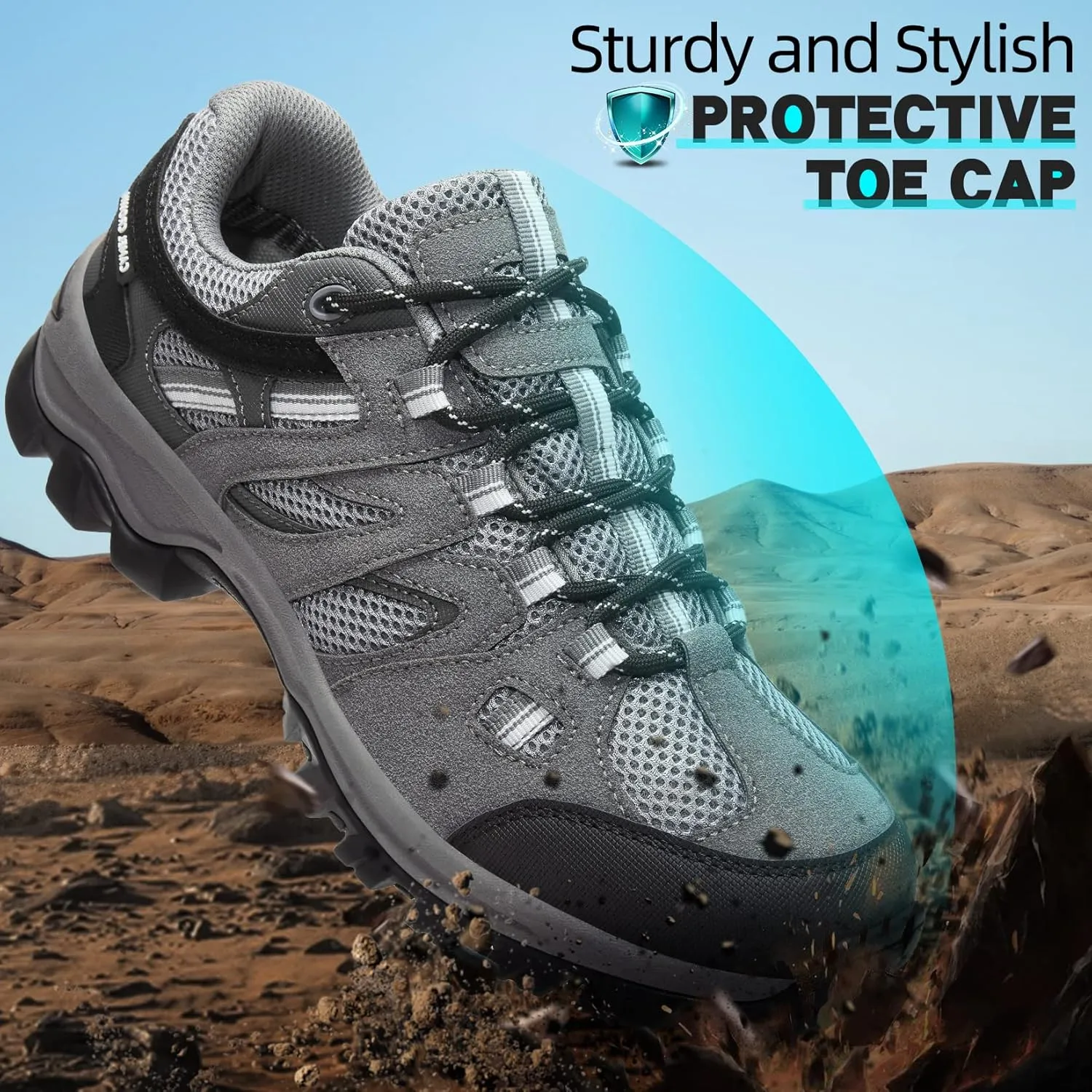 CAMELSPORTS Men’s Hiking Shoes Low Top Walking Hiking Shoes for Men Outdoor Ankle Support Breathable Trekking Trails Shoes Hiking Sneakers Mens