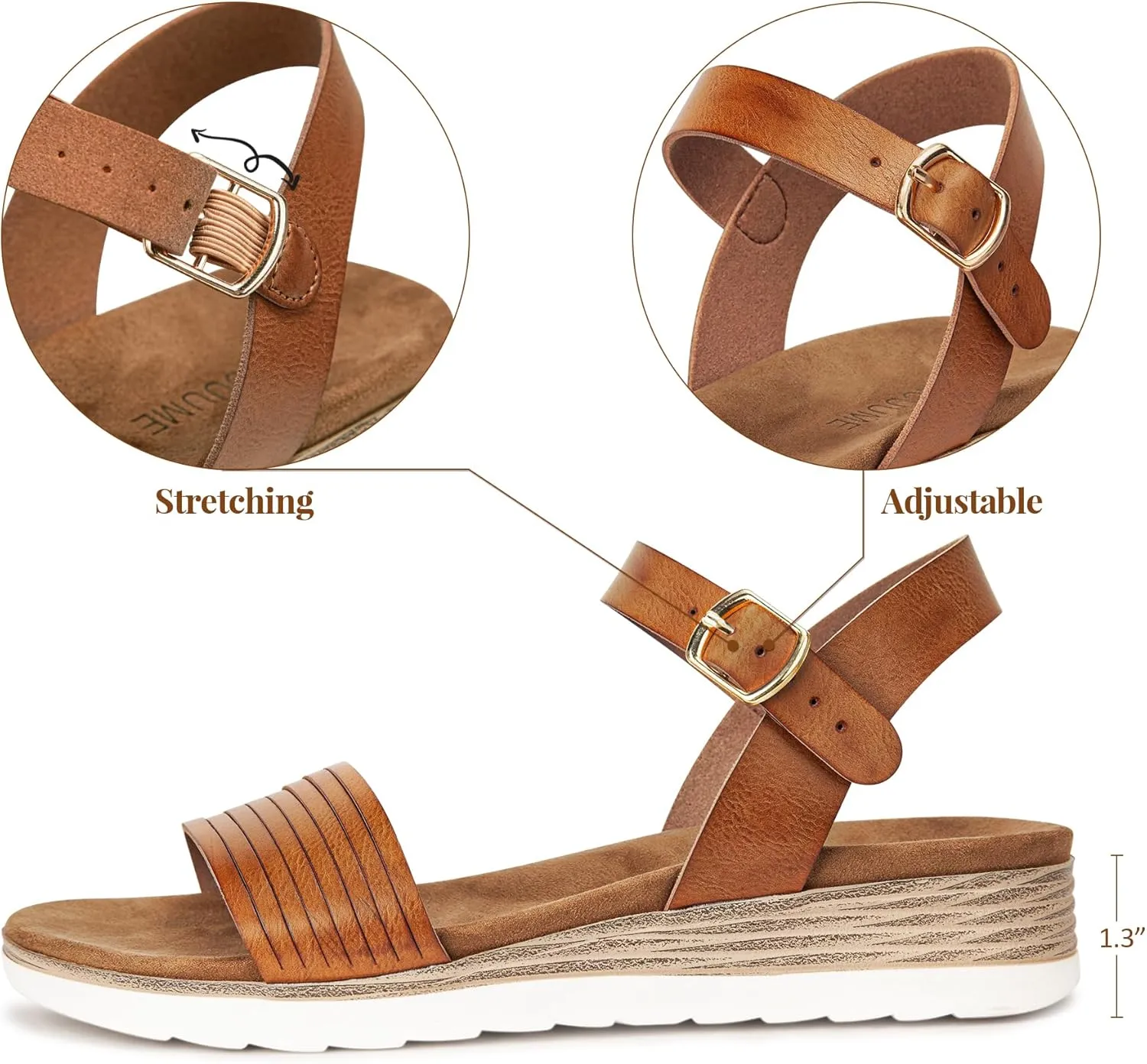 Carcuume Women's Comfortable Lightweight Walking Footbed Arch Support Flat Sandal,DR-00