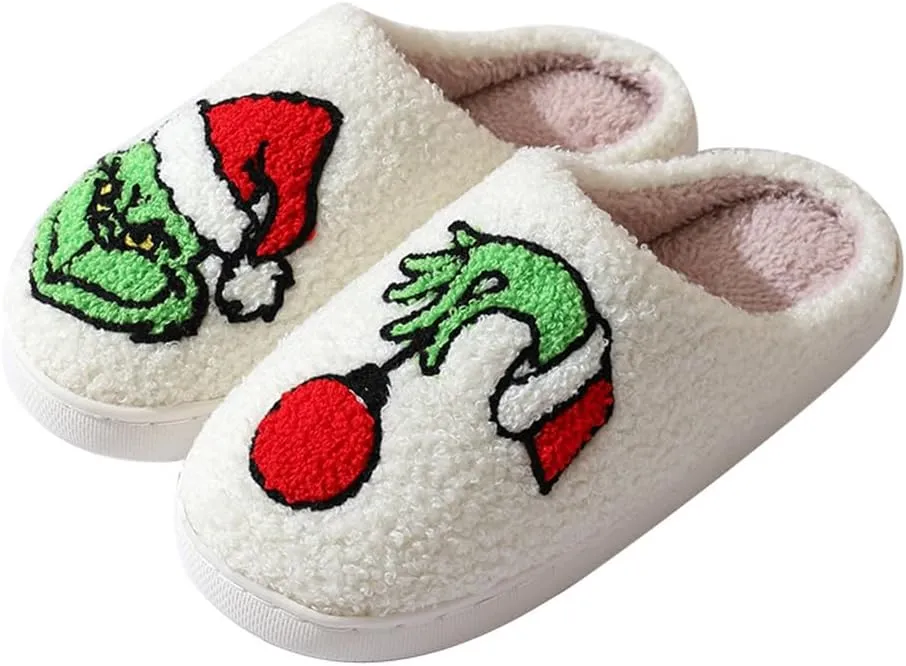 Cartoon Slippers for Womens Mens Cute Cozy Plush Warm Slip-on House Shoes for Indoor and Outdoor Meet Me at Midnight Strawberry Mushroom Evil Eyes Love Heart Slippers