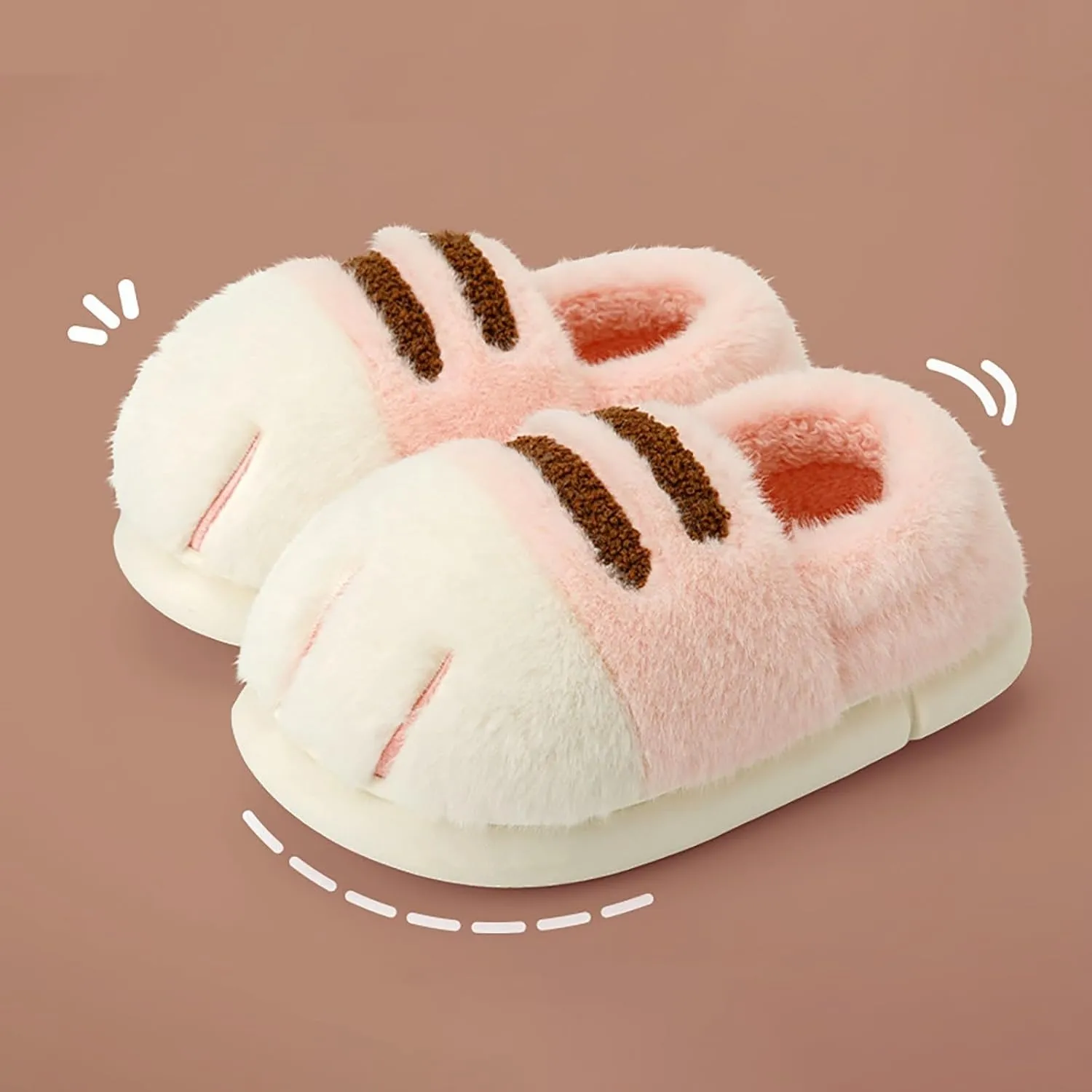 Cat Paw Slippers, 3D Cat Paw Cartoon Slipper for Women Warm Fluffy Furry Winter House Cat Paw Slides for Indoor Outdoor