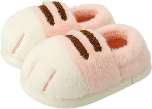 Cat Paw Slippers, 3D Cat Paw Cartoon Slipper for Women Warm Fluffy Furry Winter House Cat Paw Slides for Indoor Outdoor