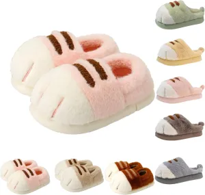 Cat Paw Slippers, Cat's Paw Slippers Winter Warm Furry Bedroom House Shoes, Funny Cat Paw Shoes for Indoor