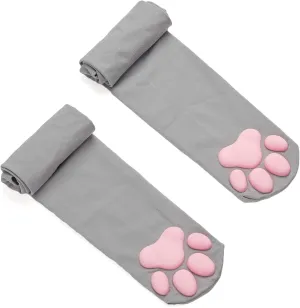 Cat Paw Thigh High Socks Golves, Cute Soft 3D Toe Beans Socks Mittens Kitten Claw Pad Socks for Girl Women Cosplay Set…