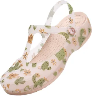 Cave shoes: women wear beach shoes in summer, jelly, thick soles, breathable, seaside printed toe slippers