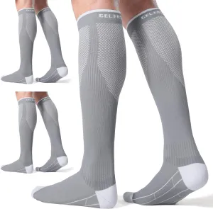 CelerSport 3 Pairs Compression Socks for Men and Women 20-30 mmHg Running Support Socks