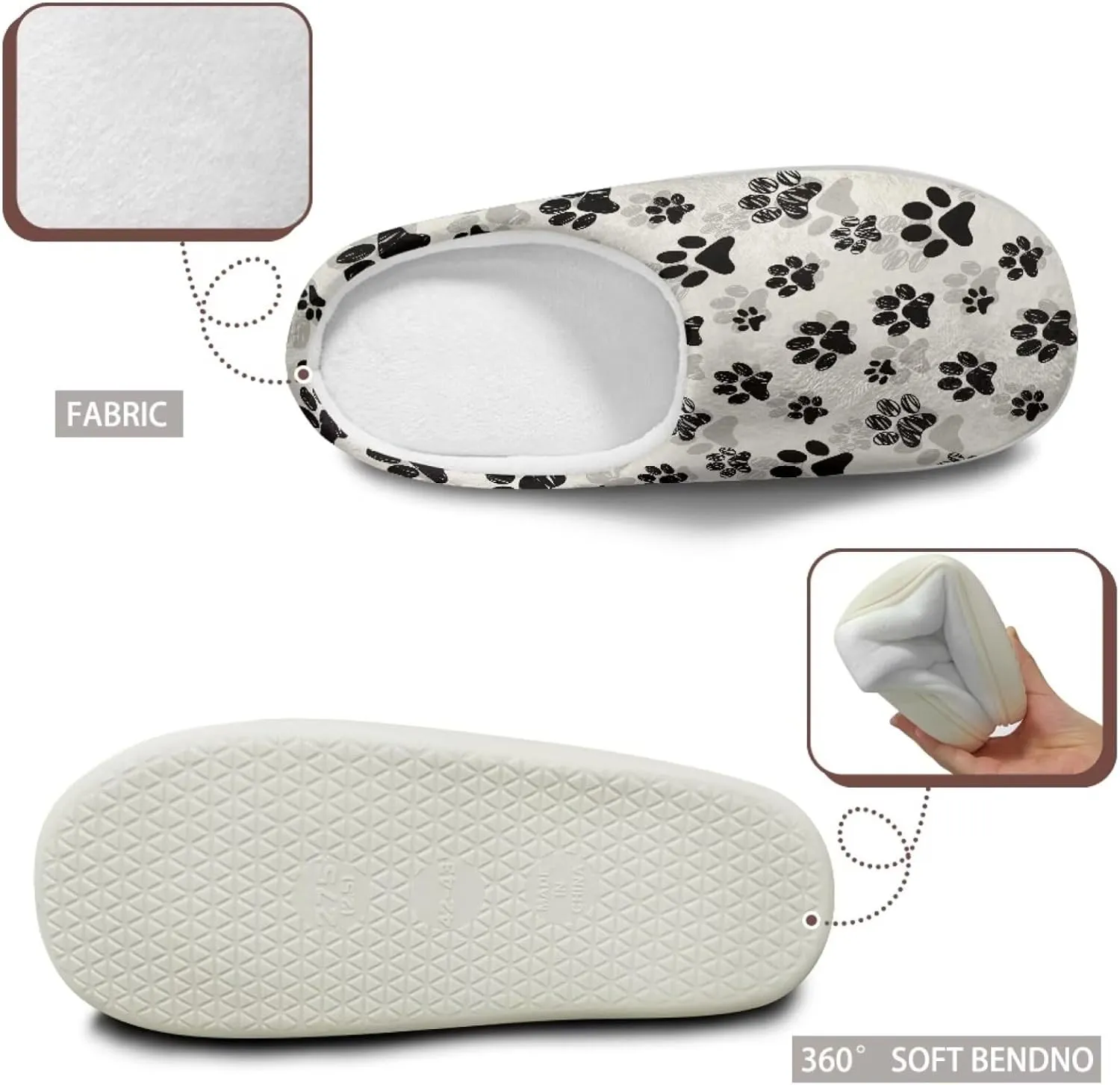chaqlin Dog House Slipper Fuzzy Sandals Furry Womens Bedroom Flannel Fur Lined Anti Skid Thick Sole Slippers Outdoor