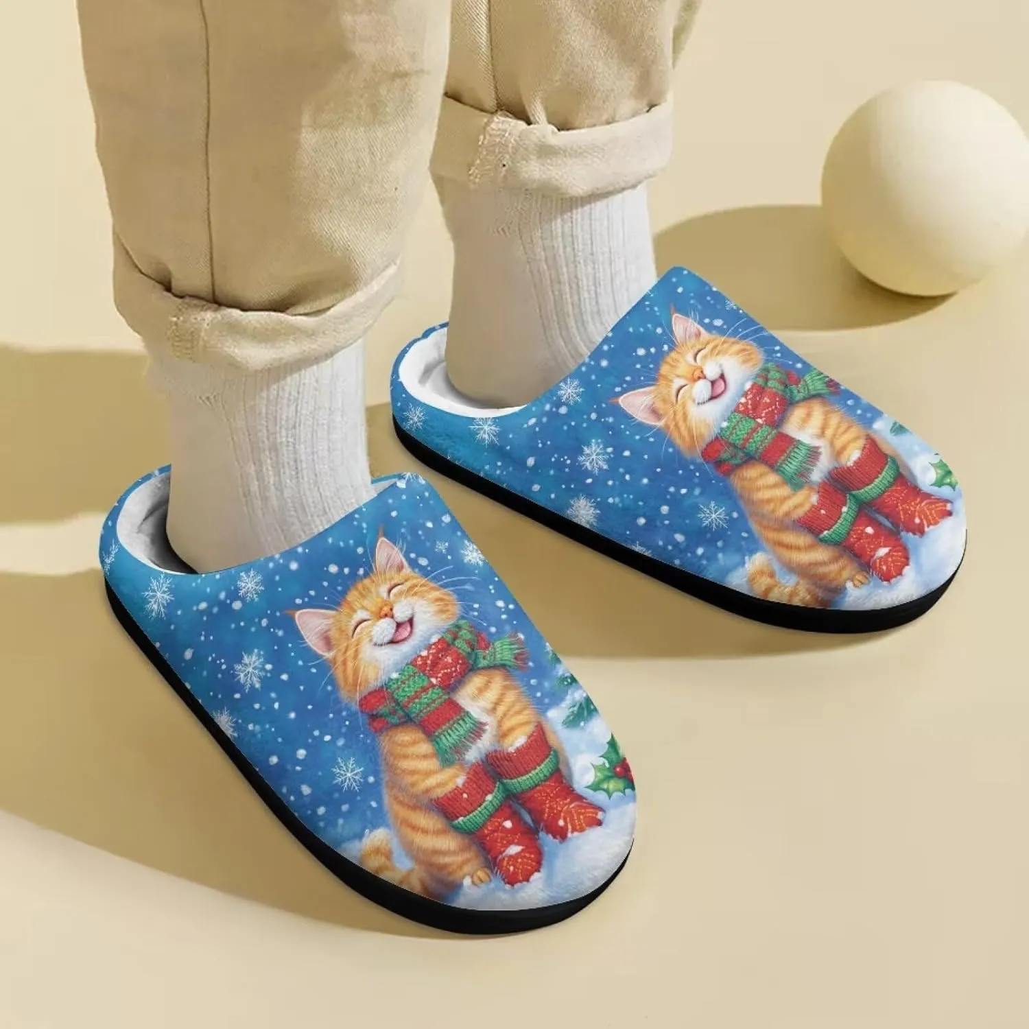 Christmas Fuzzy Slippers for Girls Kids Soft Fluffy Slipper House Slip On Shoes Winter Warm