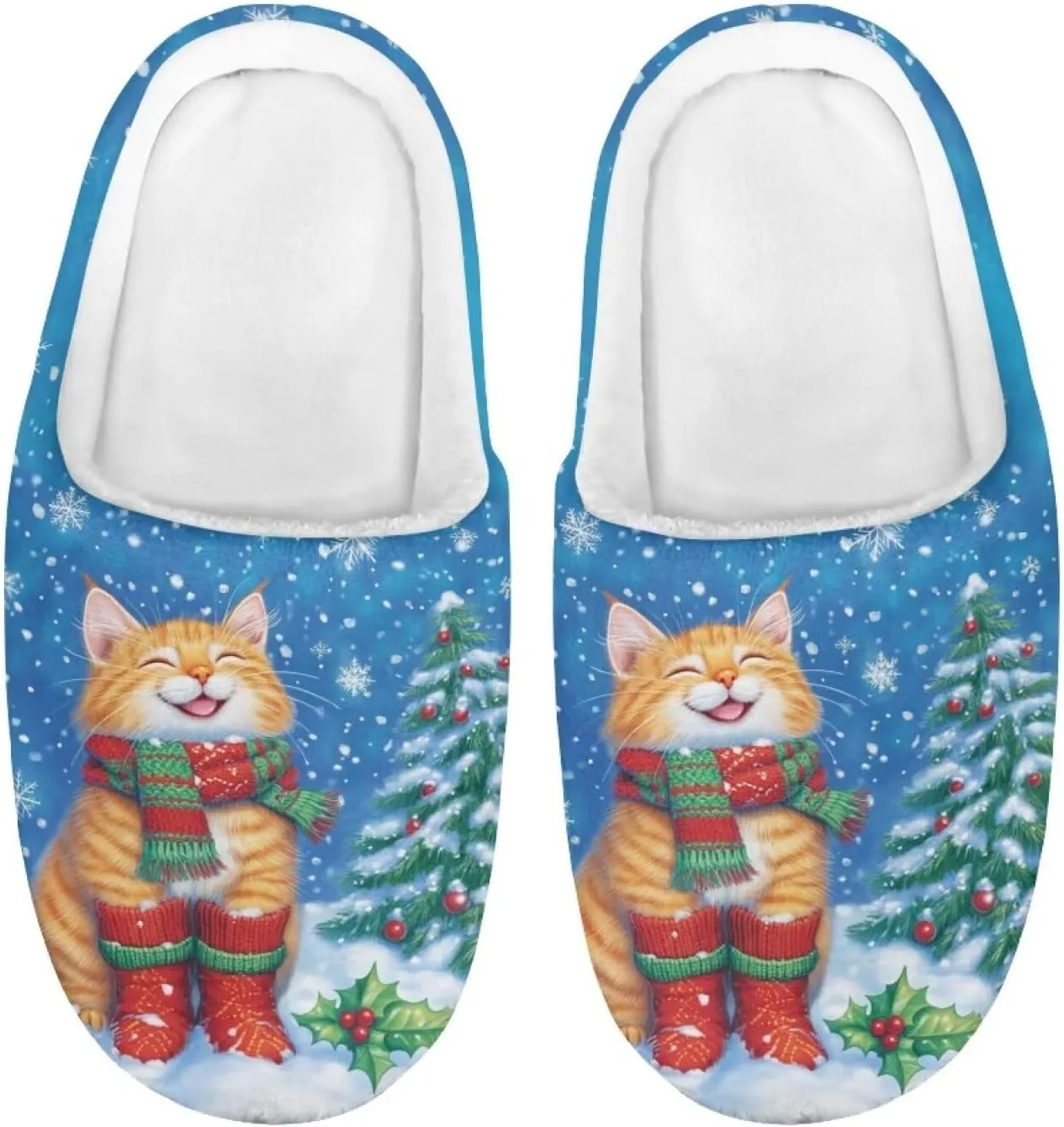 Christmas Fuzzy Slippers for Girls Kids Soft Fluffy Slipper House Slip On Shoes Winter Warm