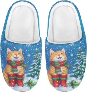 Christmas Fuzzy Slippers for Girls Kids Soft Fluffy Slipper House Slip On Shoes Winter Warm
