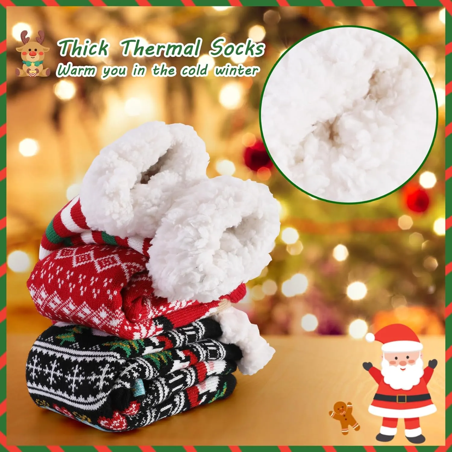 Christmas Fuzzy Socks For Women Wife Friend Gift Fluffy Slipper Indoor Winter