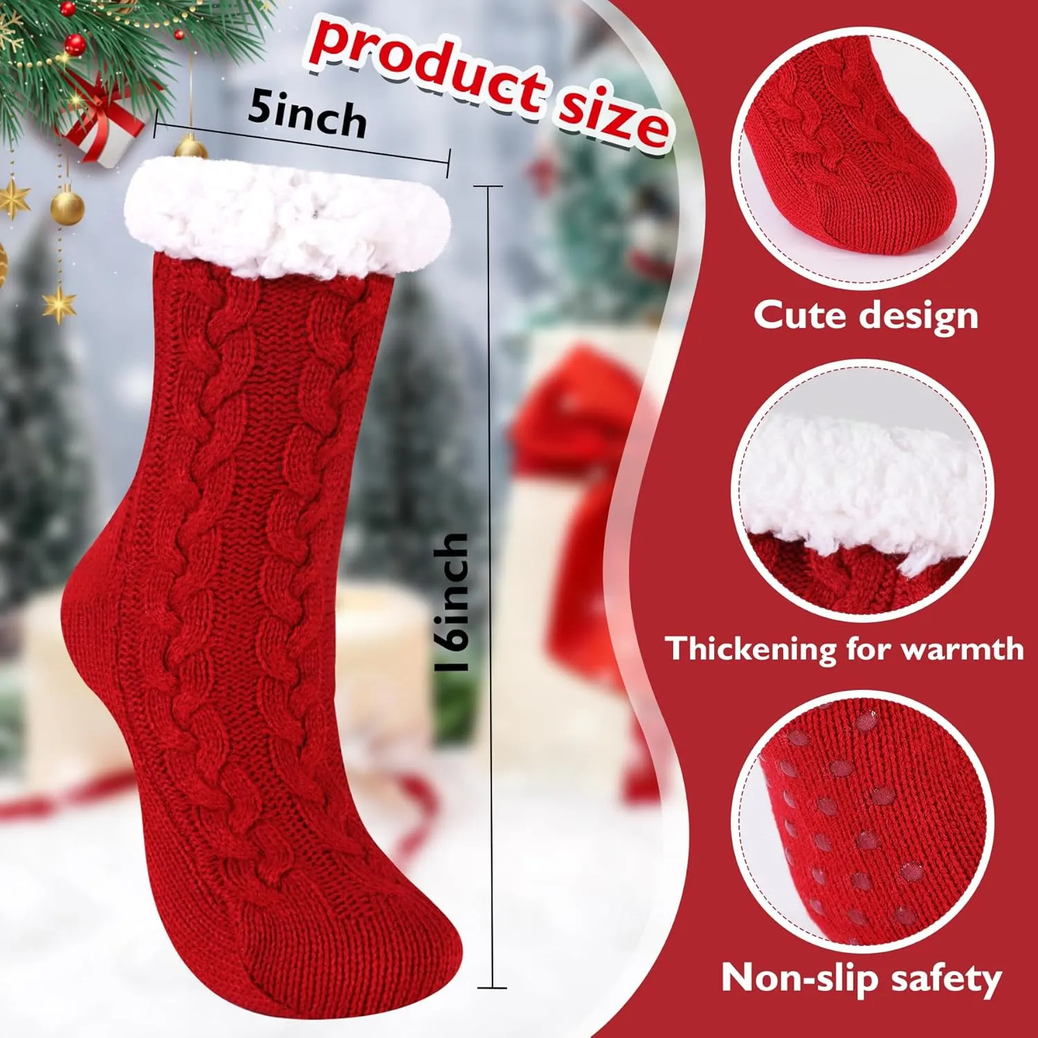 Christmas Fuzzy Socks For Women Wife Friend Gift Fluffy Slipper Indoor Winter