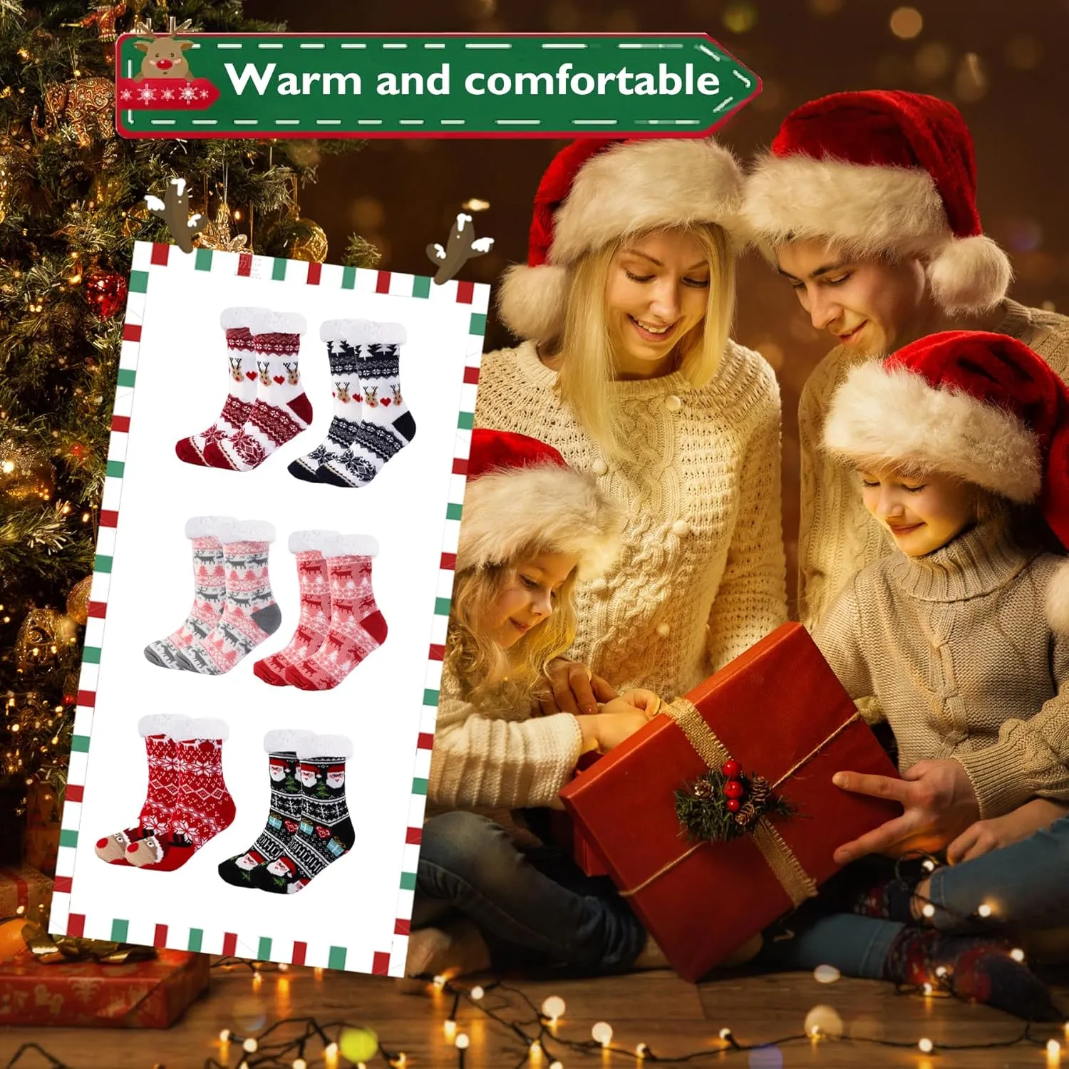 Christmas Fuzzy Socks For Women Wife Friend Gift Fluffy Slipper Indoor Winter