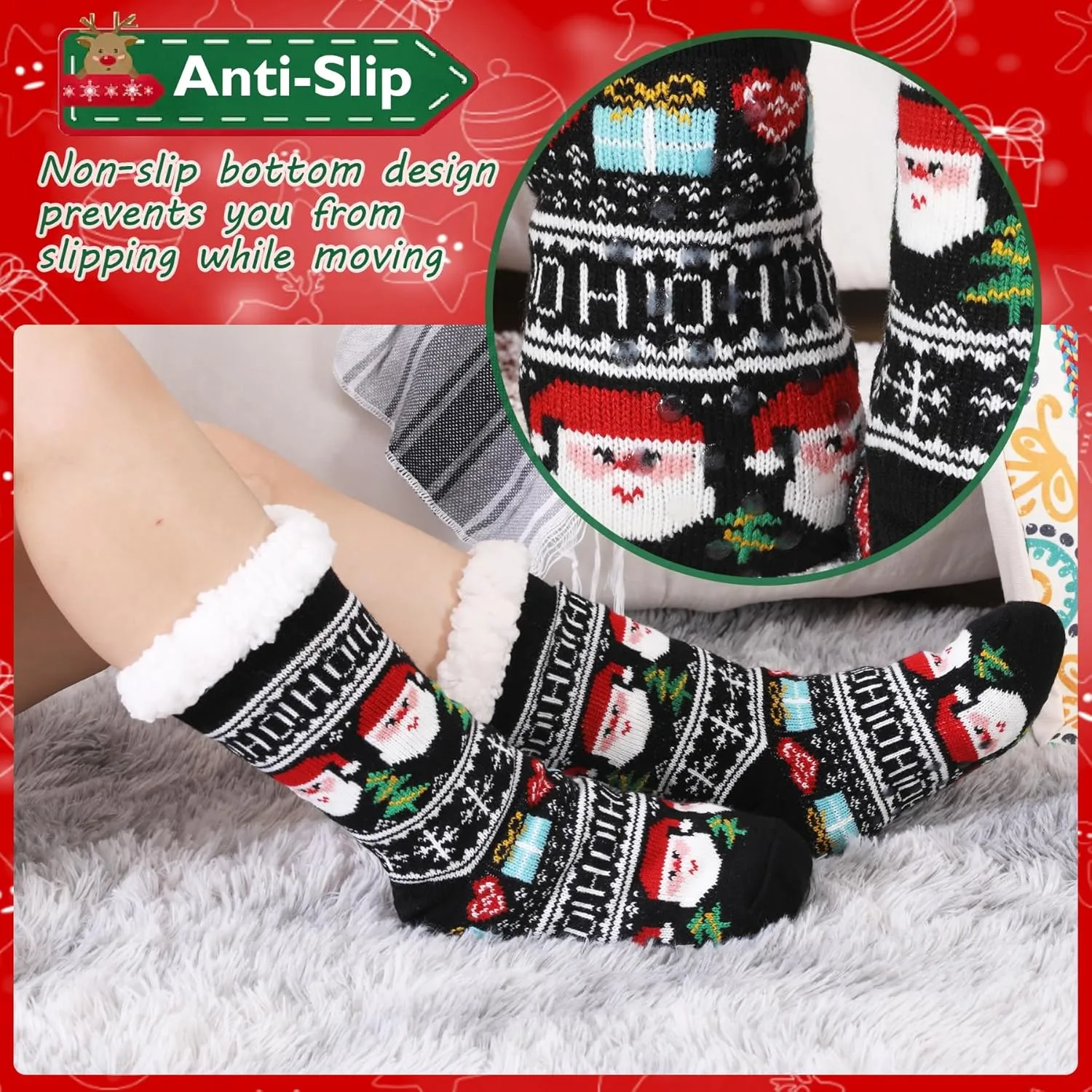 Christmas Fuzzy Socks For Women Wife Friend Gift Fluffy Slipper Indoor Winter