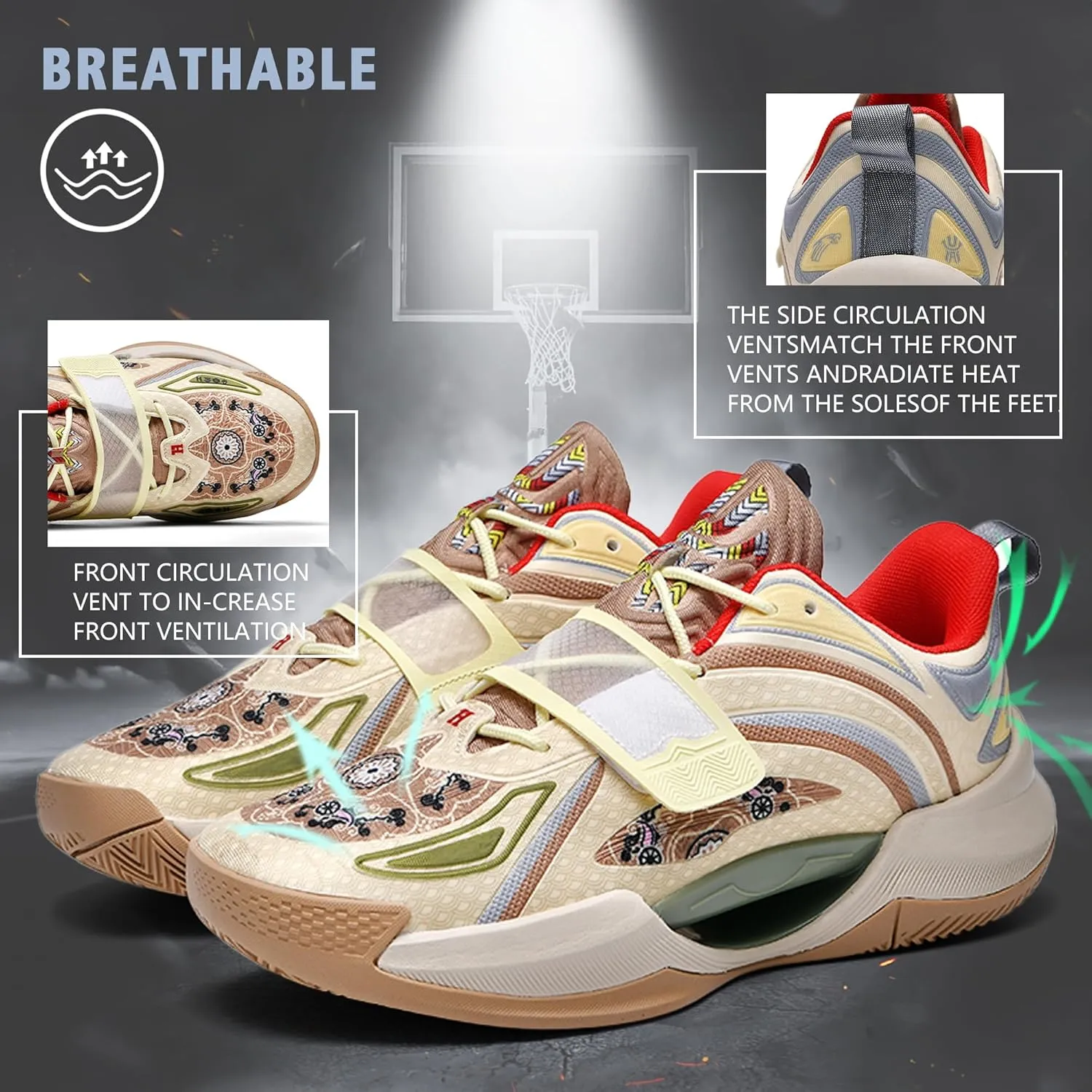CJSPORX Men Women Basketball Shoes Breathable Non Slip Outdoor Fashion Sneakers