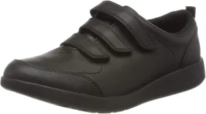 Clarks Men's Low-Top Wide Fit Uniform Sneakers, Black Leather, 7.5