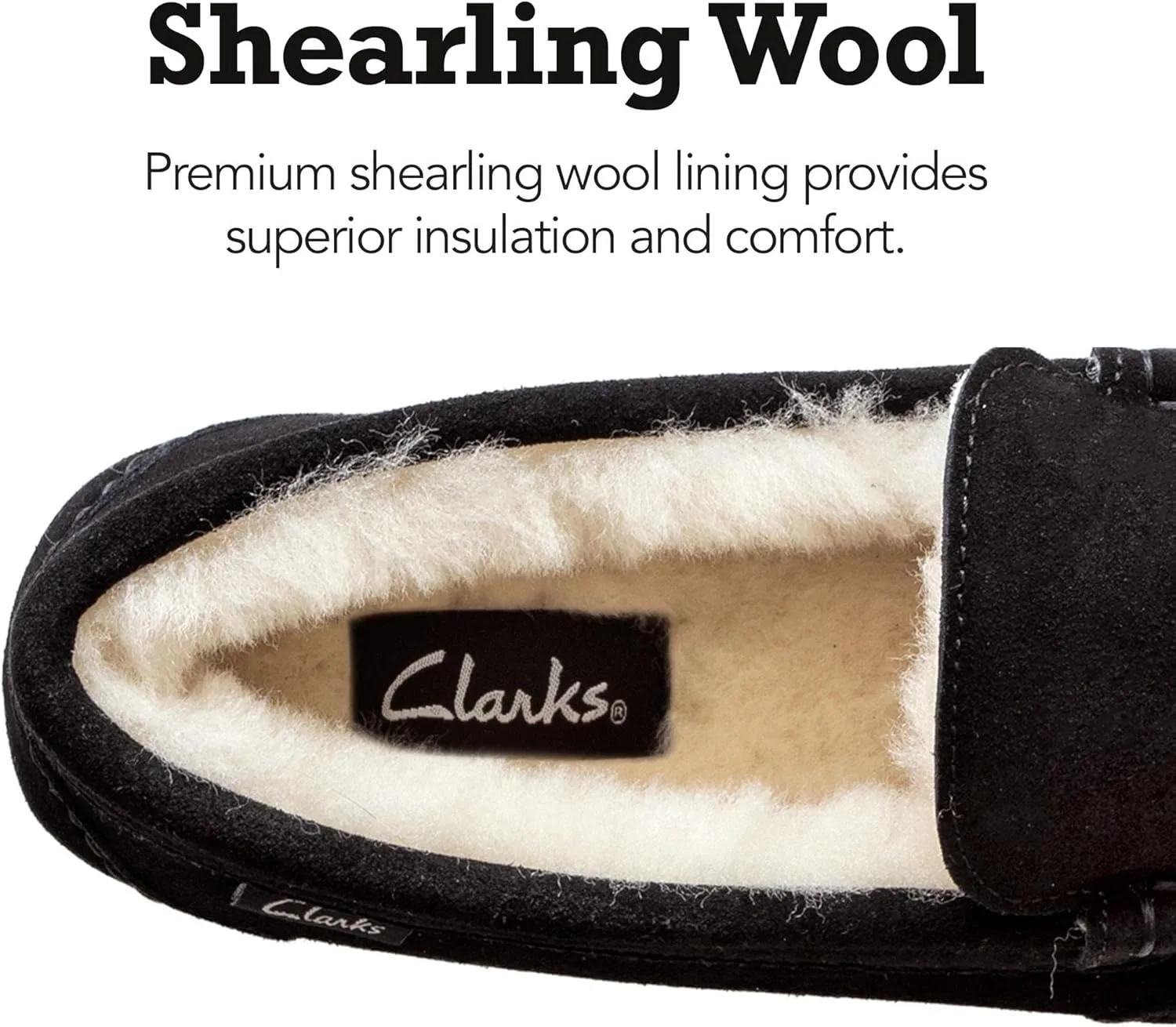 Clarks Shearling Moccasin House Slippers for Men - Indoor/Outdoor Gift for Him