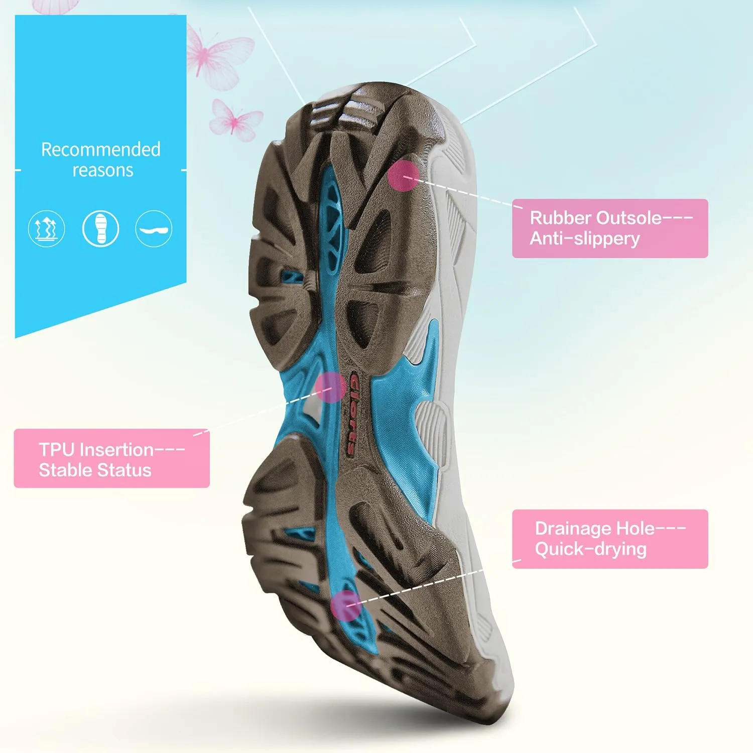 Clorts Women's Sport Sandal Lightweight Outdoor Hiking Athletic Beach Amphibious Sandal