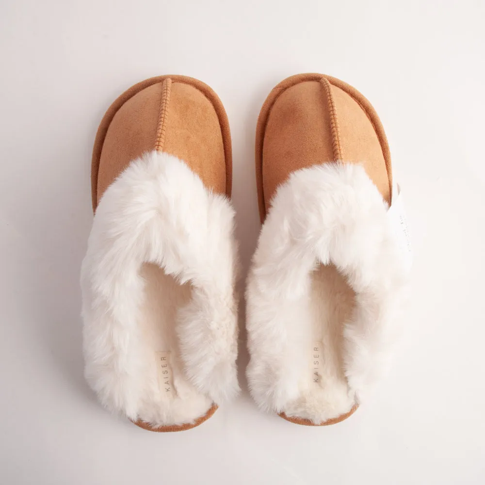 Closed Toe Fluffy slipper - TAN