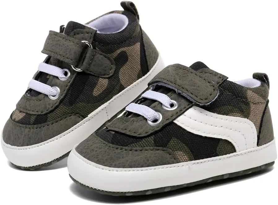 Clowora Unsex Baby Boys Girls Canvas First Walkers Shoes,Newborn Infant Non Slip Soft Sole Crib Casual Sneaker