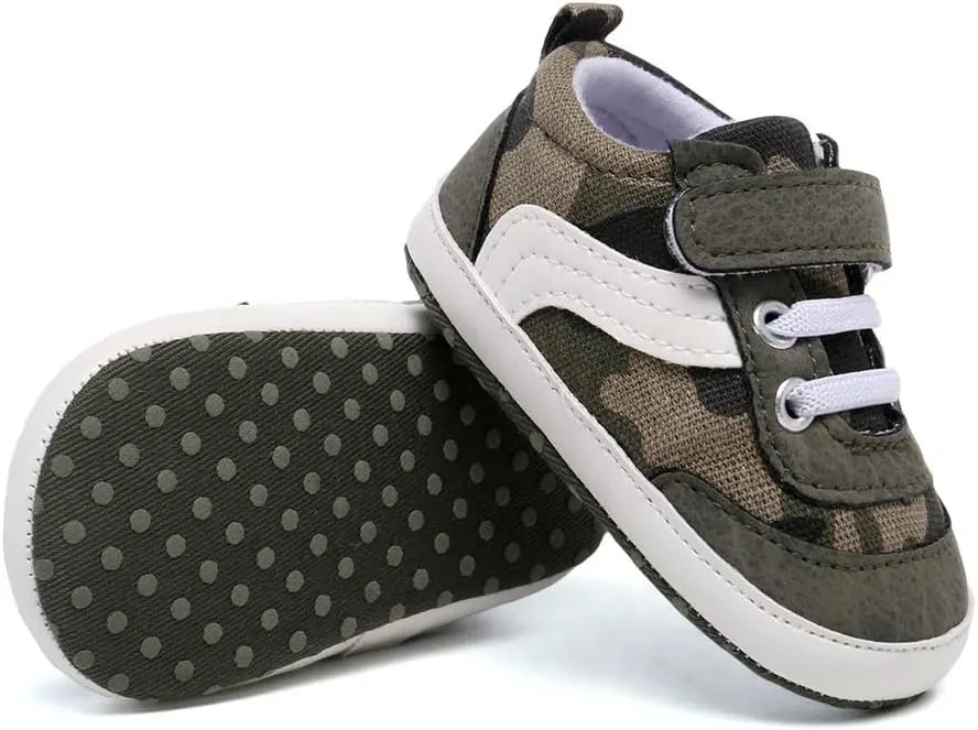 Clowora Unsex Baby Boys Girls Canvas First Walkers Shoes,Newborn Infant Non Slip Soft Sole Crib Casual Sneaker