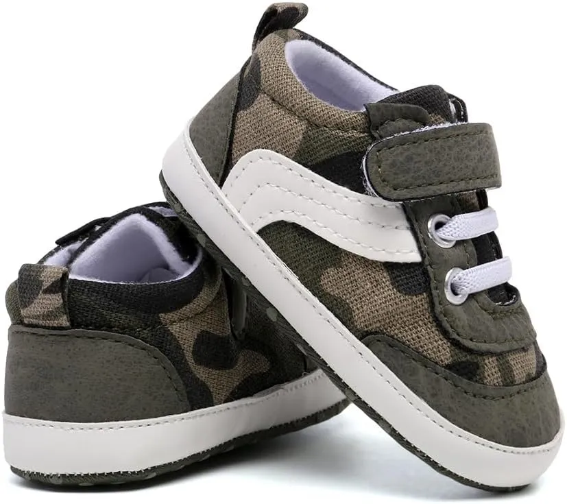 Clowora Unsex Baby Boys Girls Canvas First Walkers Shoes,Newborn Infant Non Slip Soft Sole Crib Casual Sneaker