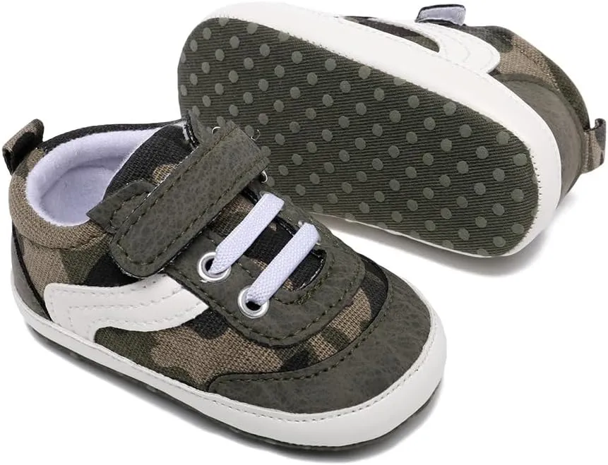 Clowora Unsex Baby Boys Girls Canvas First Walkers Shoes,Newborn Infant Non Slip Soft Sole Crib Casual Sneaker