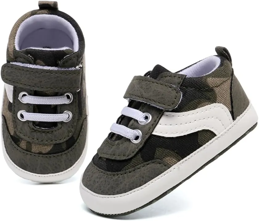 Clowora Unsex Baby Boys Girls Canvas First Walkers Shoes,Newborn Infant Non Slip Soft Sole Crib Casual Sneaker